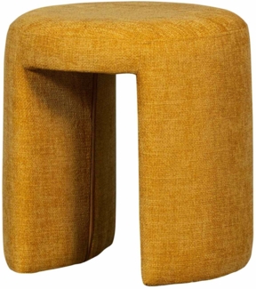 Hocker Charlie aus Chenille-Stoff, Gelb