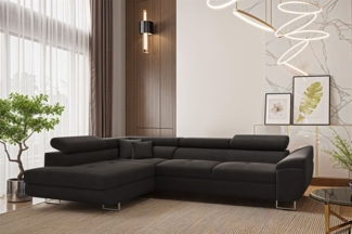 Ecksofa Schlafsofa Sofa CARMELO in Stoff Nova Grafit Ottomane Links
