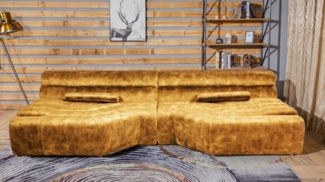KAWOLA Big-Sofa TARA, Sofa Couch Velvet Vintage verschiedene Farben 286x143 cm