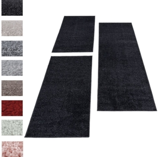 Carpettex Kurzflor-Bettumrandung Unicolor - Einfarbig, Höhe 11 mm, (Bett-Set, 3-tlg, Bettvorlage), Schlafzimmer Teppich Bettumrandung Läufer Set 3 teilig