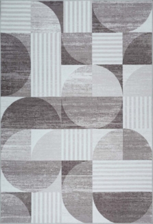 TaraCarpet Teppich Kurzflorteppich TaraCarpet Empire Retromuster absolut Modern fürs, rechteckig, Höhe: 14 mm, Retro Design in modernen Wohnfarben grau