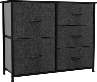 YITAHOME Kommode Schrank 5 Schubladen Stoff Industrial Stil Schwarz