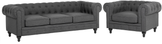 Sofa Set Polsterbezug grau 4-Sitzer CHESTERFIELD