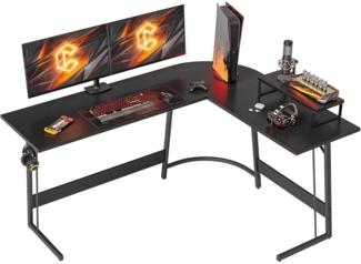 Gaming Eckschreibtisch L-Form 150x120 cm Monitorständer Schwarz