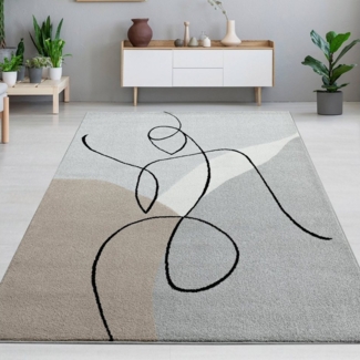 Carpetia Teppich Designer-Teppich in Pastell-Grautönen mit Abstrakter Silhouette, rechteckig, Höhe: 9 mm
