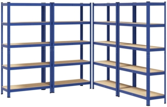 vidaXL Lagerregale mit 5 Böden 4 Stk. Blau Stahl & Holzwerkstoff 3307593