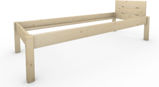 Pfostenbett Massivholzbett (Fichte) "Daybett" 80 x 220 cm 48 cm Holzbett 300kg