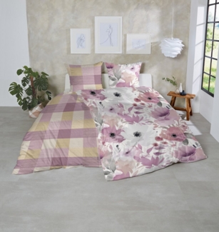 Westminster Feinbiber Bettwäsche 135x200 Karo kariert rosa silber ocker 173091-65