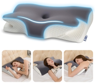 Esun Nackenstützkissen Nackenstützkissen, Kopfkissen Memory Foam, Kissen Seitenschläferkissen, Füllung: Memory Foam, Seitenschlafer, Rückenschlafer, Bauchschlafer, Set, Kissen vom OEKO-TEX® und CertiPUR Getestet, für Seiten Rücken & Bauchschläfer, Nack...