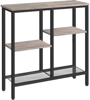 Kompakter Schmaler Konsolentisch Greige-Schwarz 75cm mit 4 Regalen