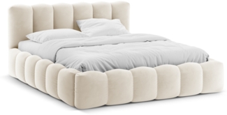 Micadoni Stauraumbett mit Kopfteil Lupine Samt Paris Beige 200x200