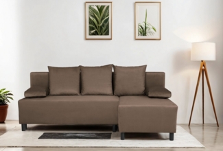 INOSIGN Ecksofa IWALANI, Schlafsofa mit Bettkasten, Recamiere beidseitig montierbar, L-Form, B/T/H 199/135/83 cm, Struktur weich & Velvet
