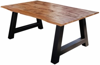 Baumkanten Essgruppe Mangoholz massiv 140 A-Gestell schwarz 7tlg. DORA 525923