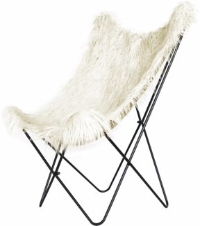 Schmetterling‑Stuhl Lynn 110 – Kunstfell Weiß 71×104×75 cm