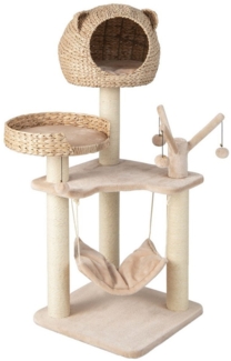 COSTWAY Kratzbaum, 121cm hoch, mit Hängematte & 4 Plüschbällen