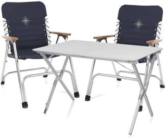 Camping SET: ALU Klapptisch 110x70 cm mit 2 Campingstühlen