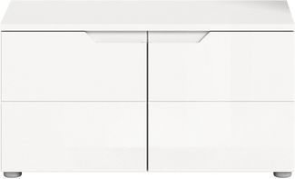 xonox. home - Sitzbank Solero 80 x 43 x 37 cm in Front weiß Hochglanz Tiefzieh Korpus weiß - Garderobenbank Flurbank Truhe - modern, praktisch und funktional