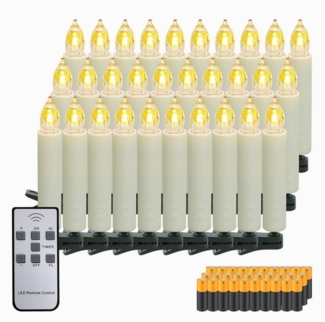 Gotoll LED-Christbaumkerzen CH010-50_B 10/20/30/40/50er kabellos Weihnachtsbaumkerzen, weihnachtsdeko Mit timer,Fernbedienung und Batterie