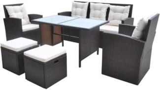 vidaXL 6-TLG. Rattan Gartenmöbel Set Braun Sitzgruppe Terrassenmöbel