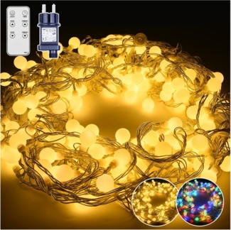 XERSEK LED Nachtlicht LED-Lichterkette Lichtervorhang Beleuchtung Weihnachts Deko, 10 Modi Kugel LED-Weihnachtslichterkette Gartenbeleuchtung Warmweiß RGB, IP44 Timer für Party Garten Balkon Weihnachts Hochzeit, Strom,.
