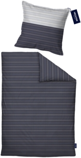 Hechter Paris Bettwäsche Satin 0061310 QUADRATE, marine, 1x 135x200 cm + 1x 80x80 cm