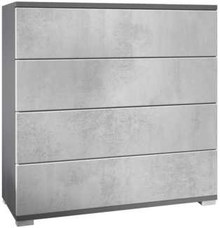 Vladon Kommode Pavos V3 (Sideboard, mit 4 Schubladen), Anthrazit matt/Beton Oxid Optik (76 x 76 x 35 cm)