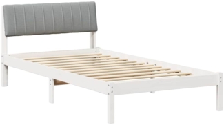 vidaXL Bettgestell Weiß und Hellgrau 100 x 200 cm Massivholz Kiefer 878703