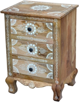 Nachtkommode >Sharma< in Braun, Mangoholz - 50 x 70 x 40 cm (BxHxT)