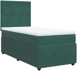 vidaXL Boxspringbett mit Matratze Dunkelgrün 80x200 cm Samt 3292187