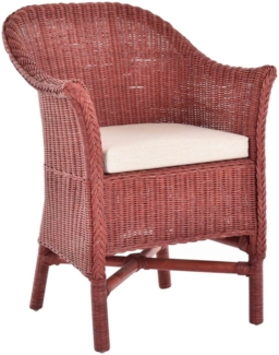 Krines Home Relaxsessel Rattansessel Esszimmersessel echtes Rattan Rattanstuhl mit Armlehnen, Mit Armlehnen