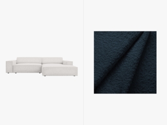 Micadoni Ecksofa Jodie 3-Sitzer Rechts Boucle Baloo Dunkelblau