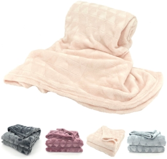 Wohndecke Soft Flanell Kuscheldecke Triangel Raute Sofadecke, heimtexland, super weich und flauschig, Allergiker geeignet, atmungsaktiv
