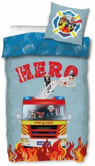 SkyBrands Bettwäsche Playmobil City Action - Feuerwehr - Wende-Bettwäsche-Set, 135x200 cm, Baumwolle, 100% Baumwolle
