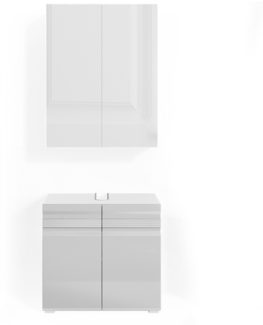 Badmöbel-Set Fredd Weiß Hochglanz 2 Teile Vicco