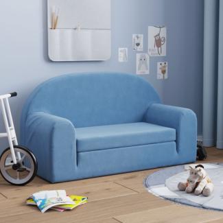 vidaXL Kinder-Schlafsofa 2-Sitzer Blau Weicher Plüsch 357026