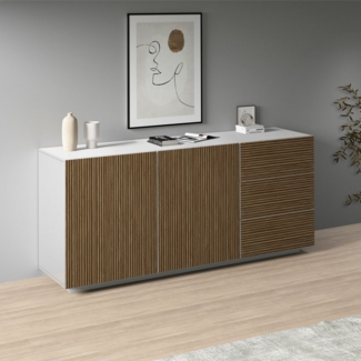INOSIGN Sideboard Vega Sideboard,Kommode,180 cm, mit 2 Türen und 3 Schubladen,Fronten mit Rillen-Optik