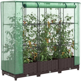 vidaXL Hochbeet mit Gewächshaus-Aufsatz Rattan-Optik 120x40x123 cm 4015797