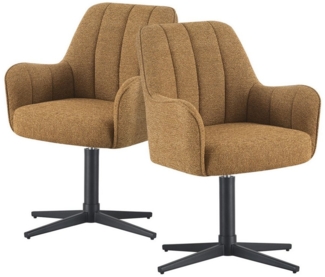 DUBI Möbel Drehstuhl THOMAS-ROMY, X-Gestell 360° drehbar mit Rückholfunktion, 2er-Set