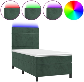 Boxspringbett mit Matratze & LED Samt Dunkelgrün 80x200 cm