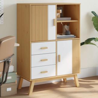 vidaXL Highboard OLDEN Weiß und Braun 85x43x125 cm Massivholz Kiefer 358617