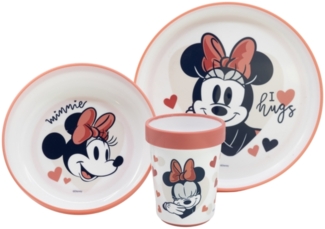 Disney Minnie Mouse Kindergeschirr Set 3-teilig – Rutschfestes Ess-Set mit Teller, Schüssel & Becher
