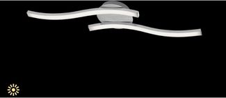 Briloner Leuchten – LED Deckenleuchte, wellenförmige Deckenlampe, 2-flammig, 2x6W, warm weißes Licht, 55. 4 cm, aluminiumfarbig