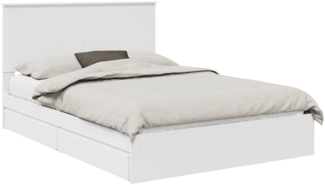 vidaXL Aufbewahrungsbett mit Kopfteil Weiß 135 x 190 cm Holzwerkstoff 3411215