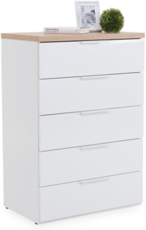 Kommode Moonlight / Mundi , Holzwerkstoff , Weiß, Holzfarben , 69 x 102 x 45 cm