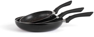 LIVOO Bratpfannen-Set Antihaftbeschichtung 20-24-28 cm MEN124N schwarz