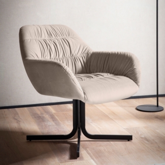 FineBuy Loungesessel Samt Design Clubsessel mit Metallbeine, Schalenstuhl gepolstert mit Rückenlehne, Cocktailsessel Lounge Armlehnen, Sessel mit Stoffbezug