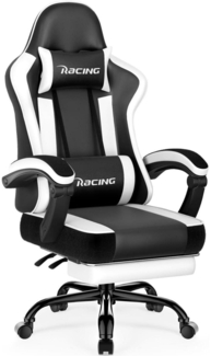 Homimaster Gaming Stuhl Ergonomisch mit Fußstütze Weiß 150kg