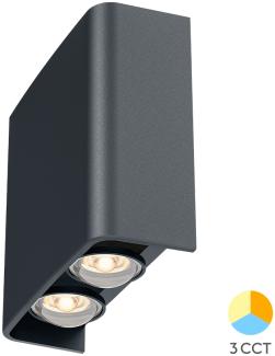 LED Wandleuchte Außen Anthrazit Strahler 4X1W UP&Down Außenwandleuchte CCT 3In1 IP65