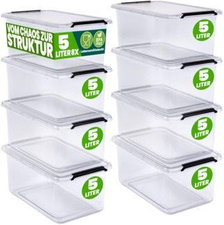 DEUBA® Aufbewahrungsbox-Set, 8-teilig, mit Deckel, 5 L