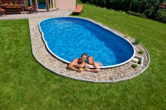 Azuro Deluxe Stahlwandpool mit Holzoptik Oval 730 x 370 x 120 cm